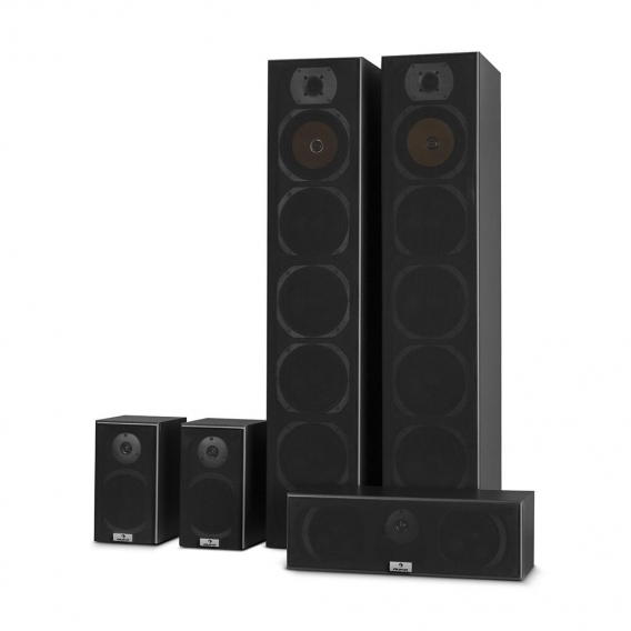 AUNA V9B Surround Lautsprecher - Boxen Set, Surround Sound-System, Heimkinosystem, gemasertes Bassreflex-Chassis, 400 Watt RMS, 