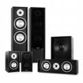 auna Linie-300-BK5.1 Heimkino Lautsprecher Set Soundsystem (515W RMS, 2 Standlautsprecher, 2 Regallautsprecher, 1 Centerlautspre