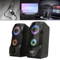 2 Stück Computerlautsprecher mit RGB-Licht Stereo Surround Stereo Lautstärkeregler 3,5 mm Audioeingang USB-betriebene Lautsprech