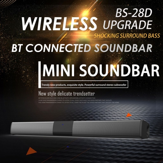 Drahtlos BT Connected 5.0 Soundbar-Stereolautsprecher mit AUX Line-Fernbedienung Eingebaute wiederaufladbare 2000-mAh-Akkus mit 