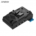 Andoer V-Mount V-Lock-Batterieplattenadapter mit 15-mm-Doppelloch-Stangenklemme LP-E6 Dummy-Akkuadapter fuer BMCC BMPCC Canon 5D