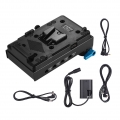 Andoer V-Mount V-Lock-Batterieplattenadapter mit 15-mm-Doppelloch-Stangenklemme LP-E6 Dummy-Akkuadapter fuer BMCC BMPCC Canon 5D