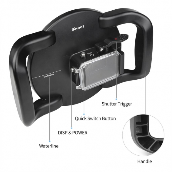 SHOOT 6 Zoll Dual Handheld Waterproof Dome Port Tauchgeh?use Kompatibel mit DJI Osmo Action