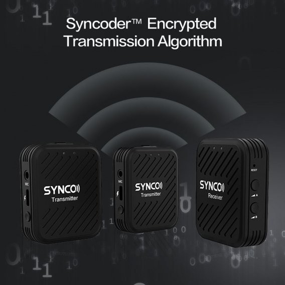 SYNCO G1 (A2) 2,4 G Drahtloses Mikrofonsystem mit 1 Empfaenger & 2 Sendern & 2 Lavalier-Mikrofonen 50 m Reichweite 3,5 mm Stecke
