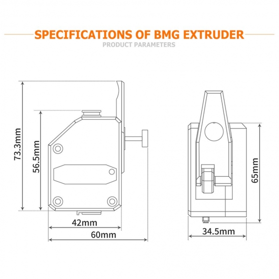 Aibecy 3D-Druckerteile Verbesserter BMG-Extruder mit zwei Laufwerken 1,75 mm Hochleistungskompatibel mit Creality CR10 Ender 3er