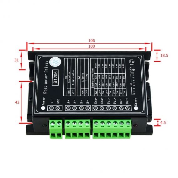 Aibecy B1206 Voll- / Halbschritttreiber 2-Phasen-Schrittmotortreiber Treiberspannung 20V-120VDC Strom 6A