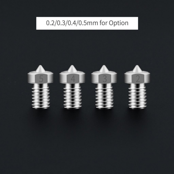 Aibecy 3D-Druckerteile 3 Stück V5 V6 TC4 Titanlegierungsdüsen 0,2 / 0,3 / 0,4 / 0,5 mm Optionale M6-Gewindeextruderdüse für 1,75