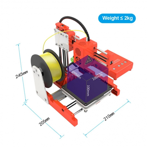 EasyThreed Mini Desktop Kinder 3D-Drucker 100 * 100 * 100 mm Druckgröße Hochpräziser Stummdruck mit TF-Karte PLA-Beispielfilamen