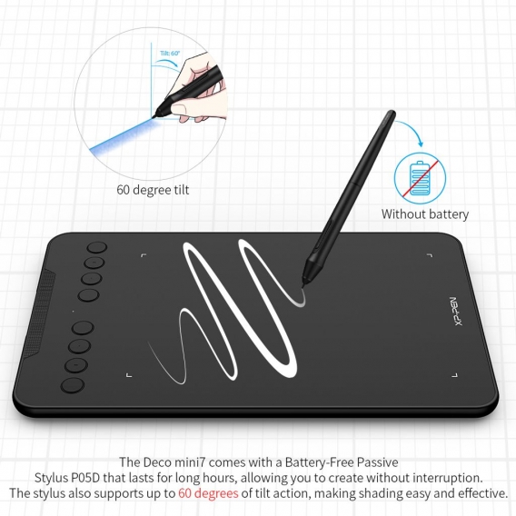 XP-PEN Deco Mini7 Grafiktablett Stift Tablet Drawing Tablet kompatibel mit Android für Home-Office E-Learning