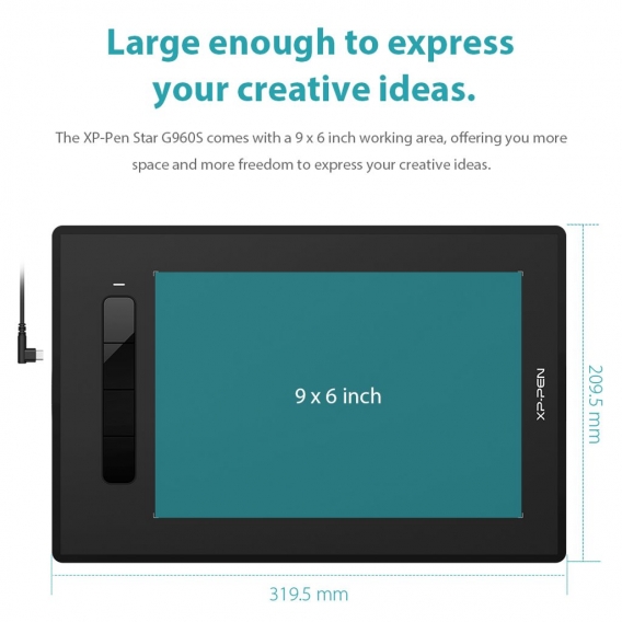 XP-PEN G960S Grafiktablett Stift Tablet Drawing Tablet Stift mit Tilt-Funktion kompatibel mit Android-Tablets und Mobiltelefonen
