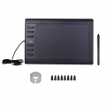 10x6 Zoll Professional Graphics Drawing Tablet 12 Express-Tasten mit 8192 Stufen Batteriefreier Stift / 8-teilige Schreibfedern 
