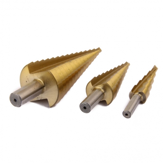 HSS Step Drill Bit Set mit 3 Teiligem Konusschneider für Schlagschrauber, Schnellwechselschaft