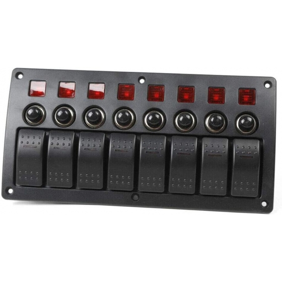 DC 12V/24V 8 Gang Schaltpanel Schalttafel Wippschalter 3 in 1 Panel LED Kippschalter Pane für Auto Bus Boot SHIP