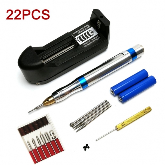 22 stuecke Gravur Tool Kit Multifunktionale Elektrische Micro Engraver Pen Tragbare Mini DIY Vibro Gravur Werkzeug fuer Schmuck 