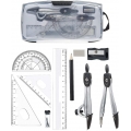 AcserGery 10-teiliges Geometrie-Set – Lineal, Winkelmesser, Kompass, Bleistift, Bleistiftminen, Radiergummi für Studenten, techn