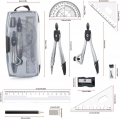 AcserGery 10-teiliges Geometrie-Set – Lineal, Winkelmesser, Kompass, Bleistift, Bleistiftminen, Radiergummi für Studenten, techn