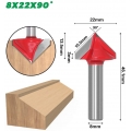 AcserGery 6 Stück 60° 90° 120° Gerader V-Nutfräser 8mm Schaft 3D Holzbearbeitung V-Nutfräser CNC-Gravierfräser