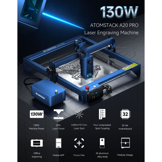 CNC-Gravierer ATOMSTACK A20 PRO Graviermaschine,mit Not-Aus-Taste