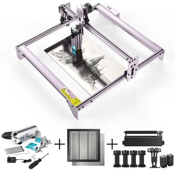 A5 PRO Plus Upgrade 40W Graviermaschinen A5 PRO+ ATOMSTAC K MIT R3 RPORoller Set und und R3 Roller Unterstützung Block+Wabenarbe