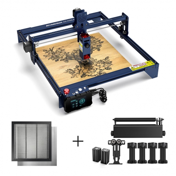 A5 M50 PRO 40W Graviermaschinen , EU Stecker 410 x 400 mm + R3 PRO Roller Set +Wabenarbeitstisch PRO Plattform