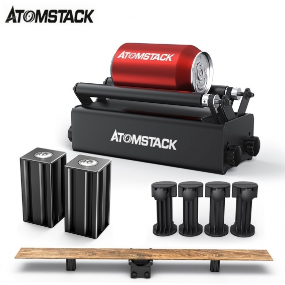 ATOMSTACK R3 PRO Roller Unterstützung Block +R3 pro Roller für zylindrische Objekte mit 360° drehbarer Gravierachse 8 Winkeleins