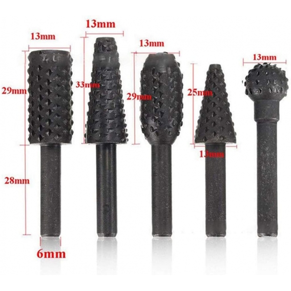 AcserGery 1/4" 6mm Rotary Burr Set Elektrowerkzeuge Holzschleifen Gravieren Schnitzfeile Raspelbohrer Drehbohrer Schaft Bit Set 