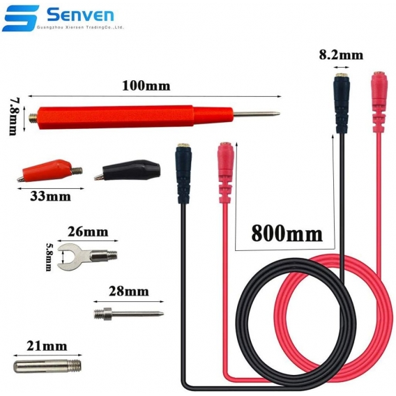 AcserGery 16-teiliges Multifunktions-Profi-Multimeter-Messleitungs-Testkit-Zubehör, Krokodilklemmen-Sondenwerkzeug, Bananenkopf,