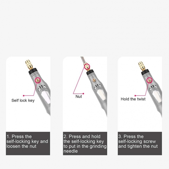 AcserGery Mini-Rotationswerkzeug, kabelloses Rotationswerkzeug, 12 W 15000 U / min Elektroschleifer, tragbarer Mini-Elektrobohre