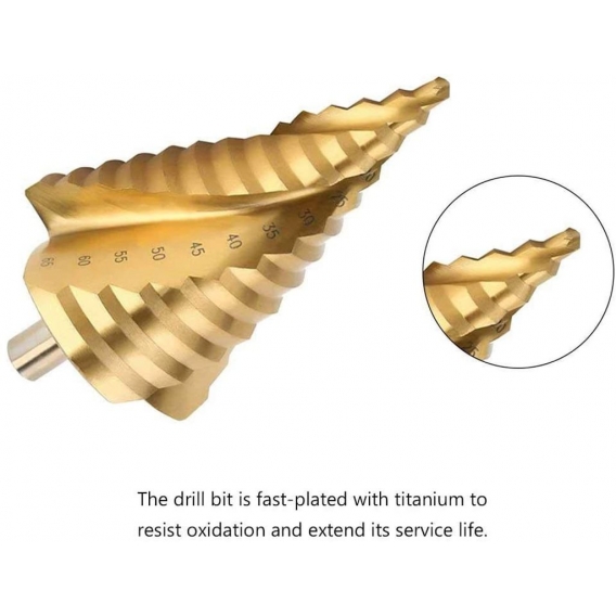 AcserGery Stufenbohrer, 5-teiliges Titan-Senkbohrer-Set mit automatischem Körner, titanbeschichtet mit Aluminiumgehäuse, Doppels