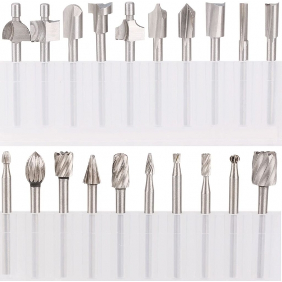 AcserGery HSS-Fräser, 20 Stück, 3 mm, 1/8 Zoll, Hochgeschwindigkeits-Stahlschneider, Holzbearbeitungs-Fräser, Zubehör-Kit, rotie