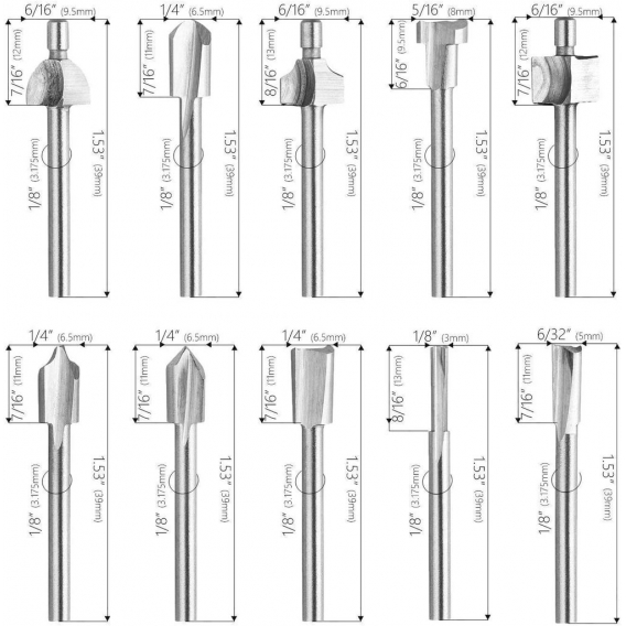 AcserGery HSS-Fräser, 20 Stück, 3 mm, 1/8 Zoll, Hochgeschwindigkeits-Stahlschneider, Holzbearbeitungs-Fräser, Zubehör-Kit, rotie