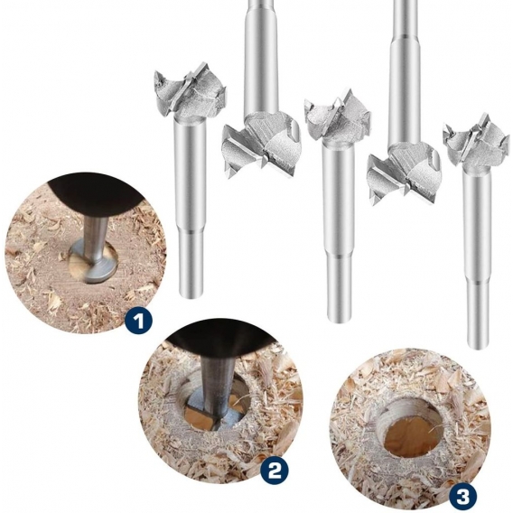 AcserGery 16 Stück Holzbearbeitungsbohrer, Hartmetall-Holzbearbeitungsschneider/Holzbearbeitungsbohrer/Holzscharnierlochschneide