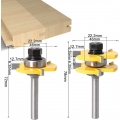 AcserGery 8MM Schaft Matched Nut und Feder Cutter Set 3 Zähne T-Form Holzschneider Cutter Holzbearbeitungswerkzeug (8MM)