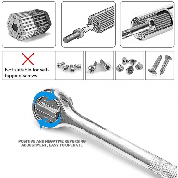 AcserGery Universal-Steckschlüssel 7-19 mm. Hochwertiges Chrom-Vanadium. Multifunktionales Handwerkzeug Schraubenschlüssel Adapt