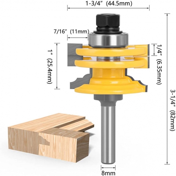 Pyzl Lock Gehrungsfräser, Holzfräser, Schlitzfräser, Zapfenfräser für die Holzbearbeitung, Fräser für Graviermaschine, Decogeupa