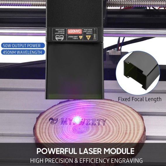 50W Lasermodul 450nm Festbrennweite Gravurlaserkopf Hochpraezise Gravur Metall Holz Acryl fuer Gravurmaschinen CNC Router Schnei