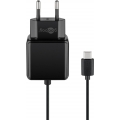 Ladegerät mit 1,5m USB-C Anschlusskabel 3,0A (15W) schwarz