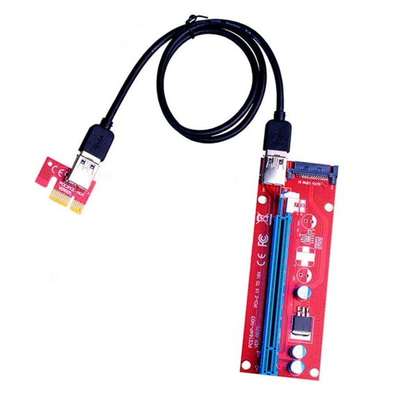 Pyzl PCEI64P-N03 007S PCI-E Extender Riser Card USB 3.0 Kabel SATA Netzkabel