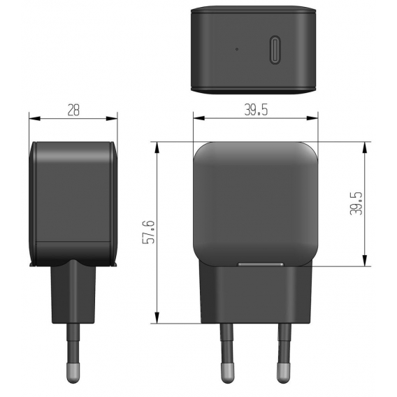 Stecker-Netzteil mit USB-C 'CTN-PD20' Ein 100-240V, 5V/9V/12V, 20W