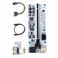 PCI-E PCIe Riser, PCI Express 1x bis 16x Extender, 6-Pin PCI-E zu SATA Stromkabel, Riser Karte, Grafikkarte PCIe Riser Farbe Sch