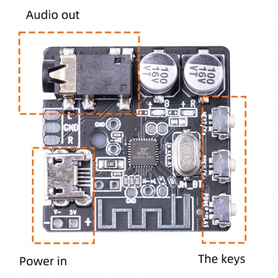 Drahtloses Bluetooth-Modul Audio-Empfangsmodul PC-Leiterplatte für 3.7V