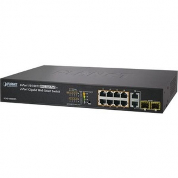 PLANET FGSD-1008HPS PLANET Combo Managed Web Smart Ethernet Switch 8-Port 10/100TX 802.3at High Power PoE 2-Port Gigabit TP/SFP,