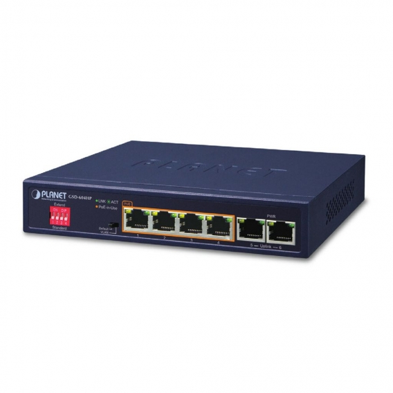 PLANET GSD-604HP, Unmanaged, Gigabit Ethernet (10/100/1000), Power over Ethernet (PoE)