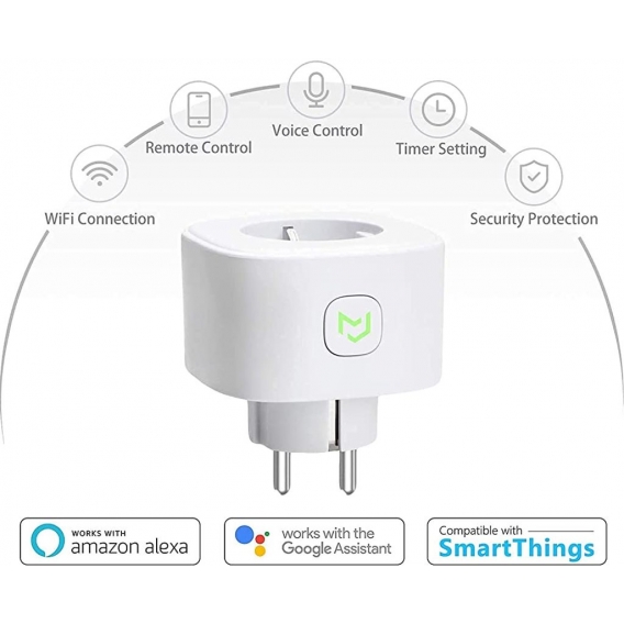 AcserGery WiFi Smart Plug (Typ F), Smart Plug kompatibel mit Alexa, Google Home und Nest Hub, Set aus 2 programmierbaren Plugs m