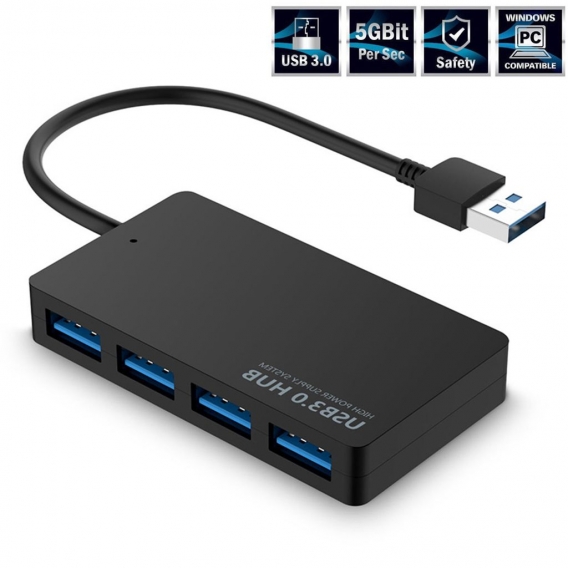 AcserGery Professioneller USB 3.0-Hub, Plug-and-Play, 4 Ports, Splitter-Expander, universelle Hochgeschwindigkeits-Datenübertrag