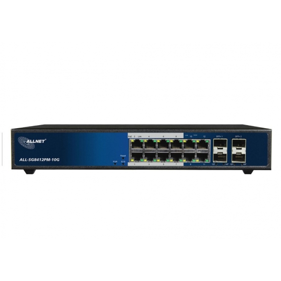 ALLNET Switch full managed 12 Port Gigabit 130W / 8 x PoE / 4 x SFP+/ 4 x LAN / Layer 3 / ALL-SG8412PM-10G