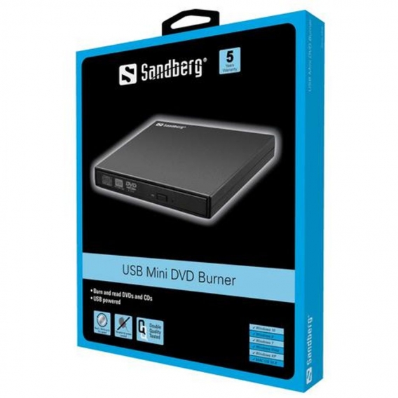 Sandberg USB Mini DVD Burner, 15.00 mm, 2.50 mm, 18.00 mm