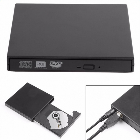 Externes CD DVD Laufwerk,  USB 2.0 Portable DVD/CD Brenner und -Lesegerät/Plug&Play/niedriger Lärm/Slim  für Laptop, Desktop, Ma