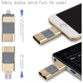 SOONTEC 64 GB Gold 3.0 USB-Stick Memory Stick 3 in1 MICRO USB/PC/iPhone