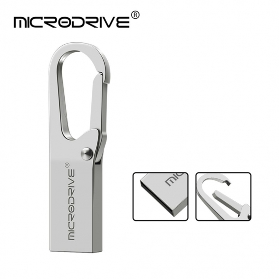 32GB USB Stick USB 2.0 aus Aluminium, kompakt, super robust, mit Karabiner